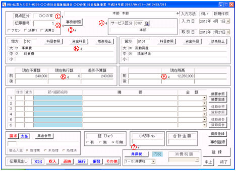 伺い伝票入力画面